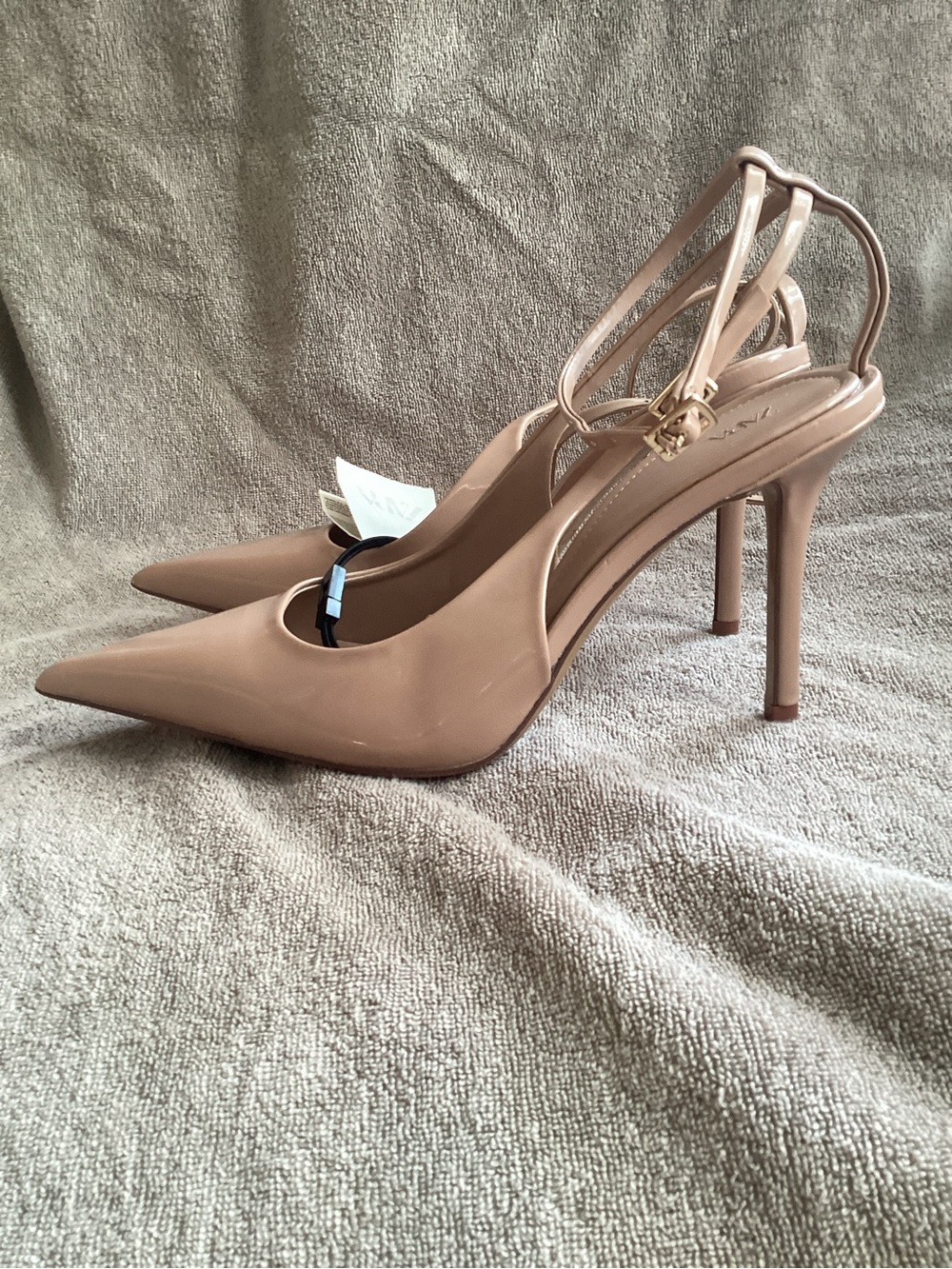 Zara Blush Tan Pointed-Toe Stiletto Slingback Heels